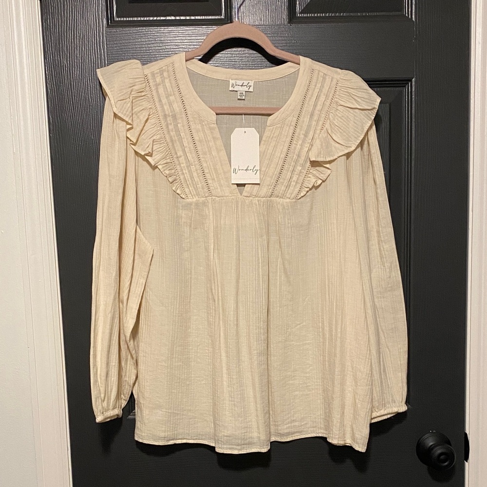 Wonderly Cream Ruffled Blouse